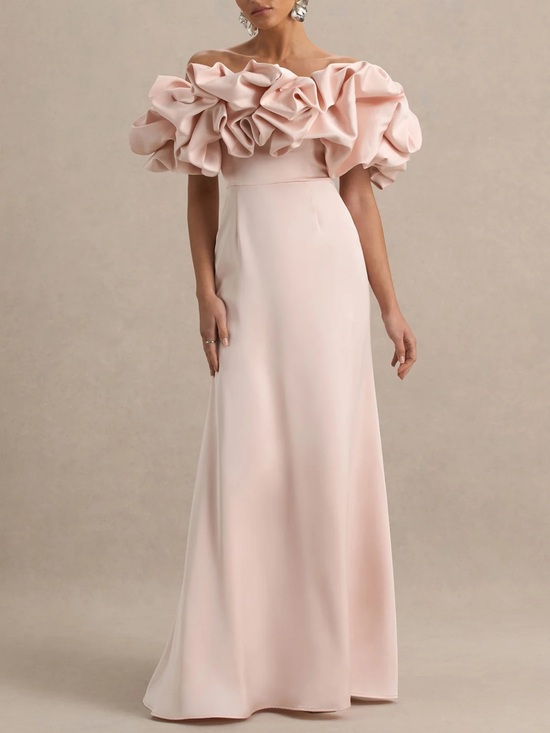 Club L London Dresses & Skirts - NWT Club London Allie Pale Pink Puff Bardot Maxi Dress Size 12